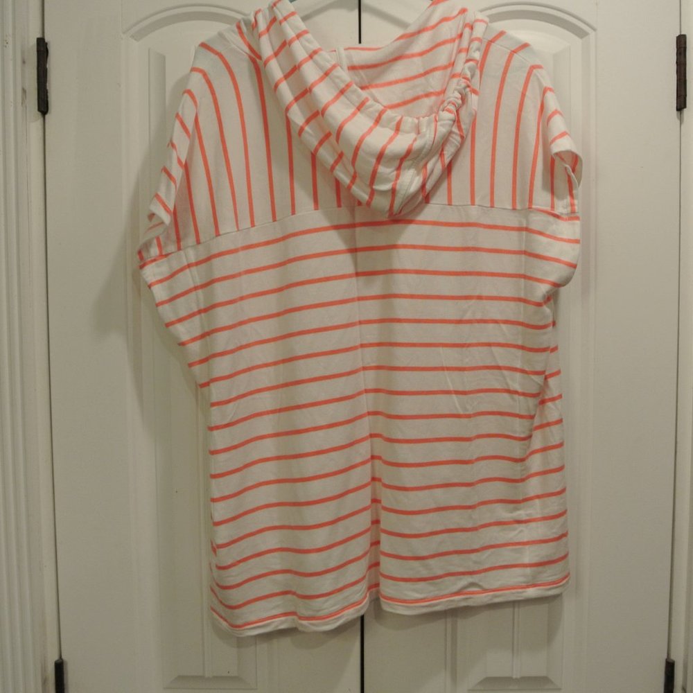 TALBOTS Women's Size 2XP Pink Striped No Sleeve Pullover Top Hood Med Weight - Picture 7 of 9